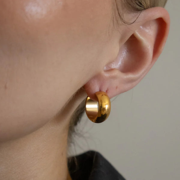18k Gold Plated Chunky Huggie Earrings