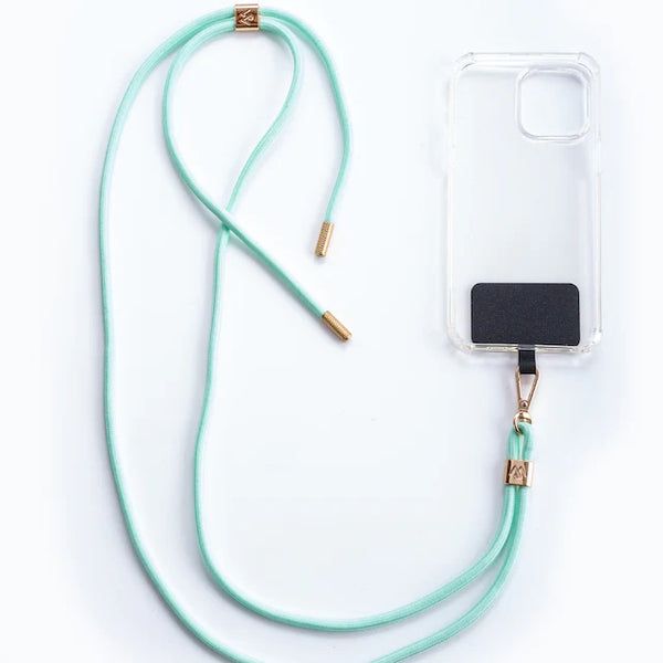 Aquamarine Crossbody Phone Lanyard - Silver