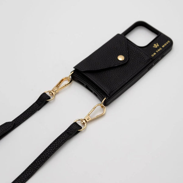 Black Iphone 14 PRO MAX cover & strap - Premium