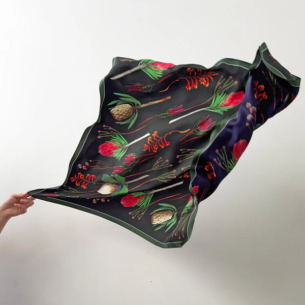 Square botanical silk scarf