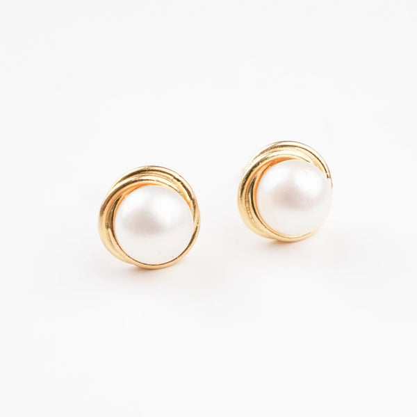 Gold Plated Sterling Silver Fresh Water Pearl Stud Earrings