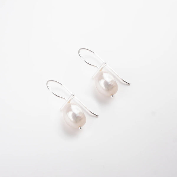 Sterling Silver T-Bar Fresh Water Pearl Earrings