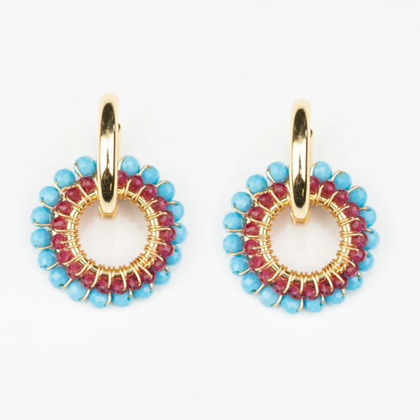 Double gem earrings Turq