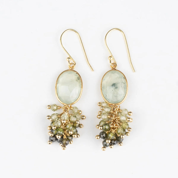 green amethyst ombre cascading bezel earring