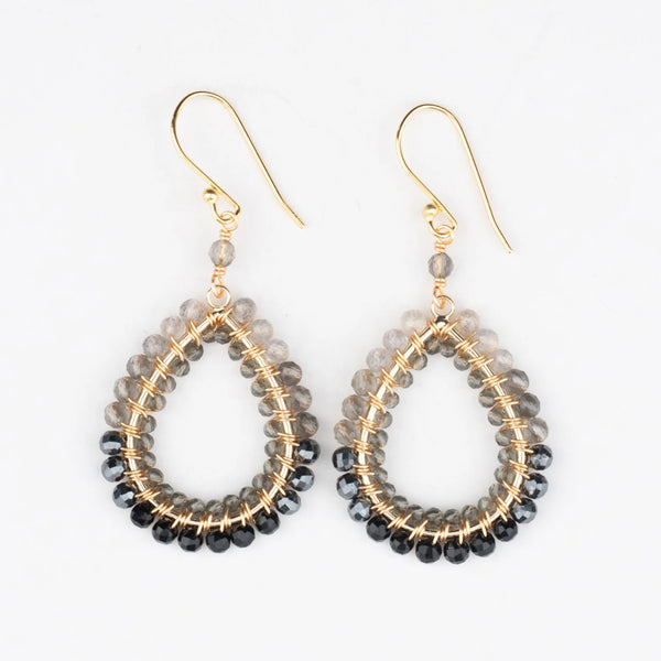 Onyx ombre block wrapped earring