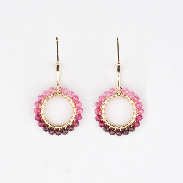 Pink Tourmaline ombre forward facing hoops