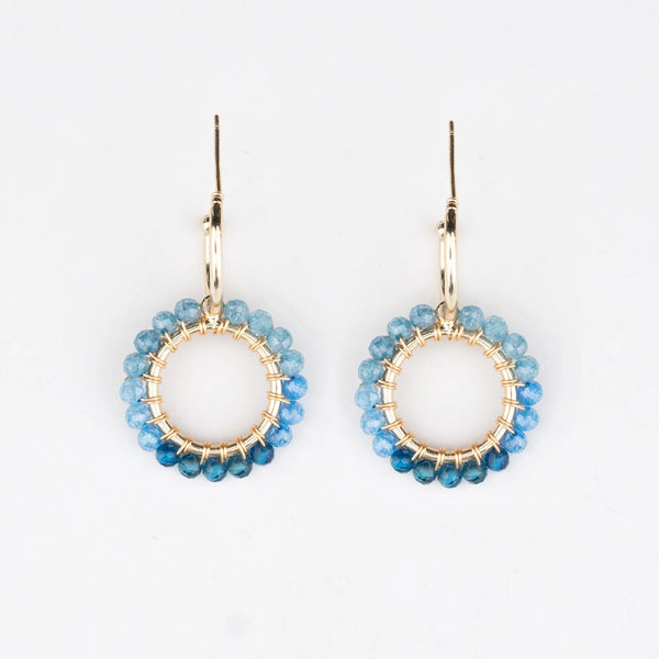 Blue topaz ombre forward facing hoops