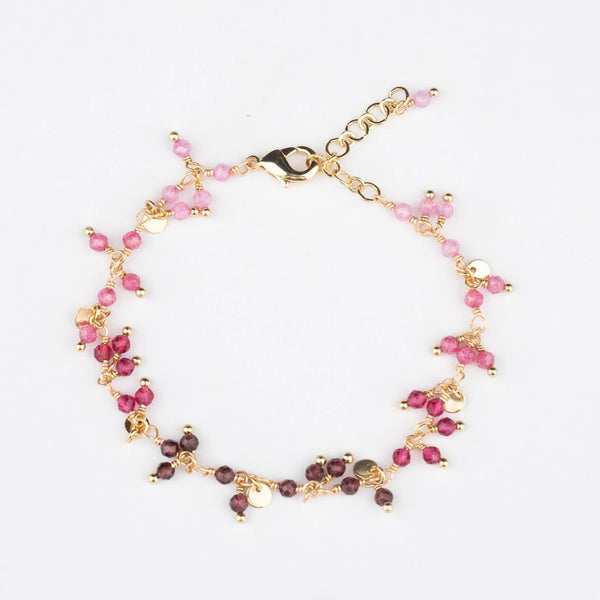 Pink Tourmaline ombre cluster bracelet