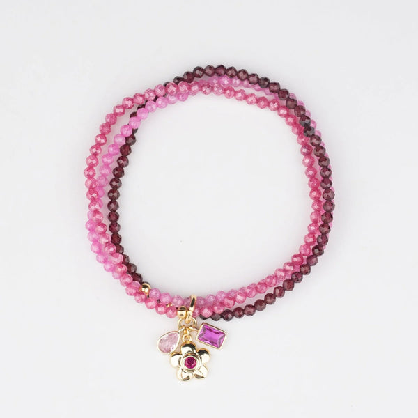 Pink Tourmaline ombre triple stretch bracelet