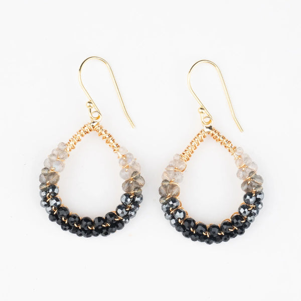 Onyx ombre messy teardop earings