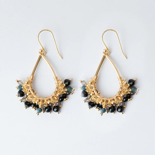 ONYX OVAL CLUSTER EARRINGS