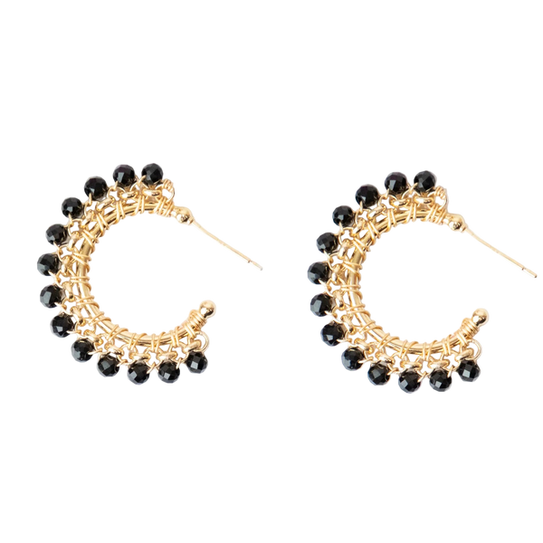 ONYX FAN EARRINGS
