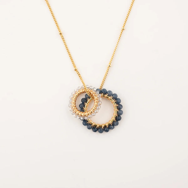 Double ring onyx/ hematite necklace ST