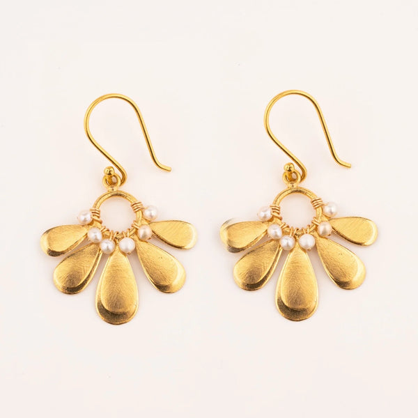 Half flower pearl wrapped earrings ST