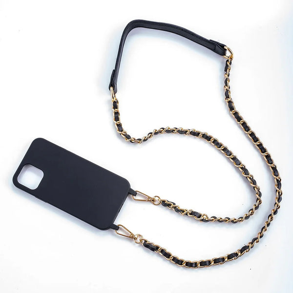 Iconic black leather chain strap