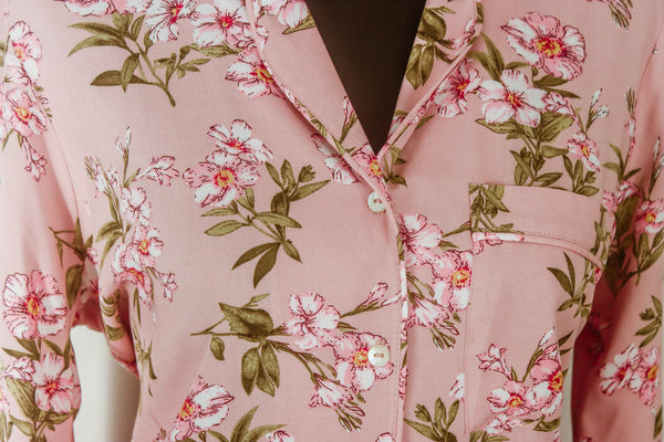 Dusty Pink Floral Long Sleeve Pyjamas 2023