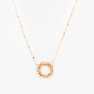 Small Circle Cluster Wrapped Necklace - Champagne
